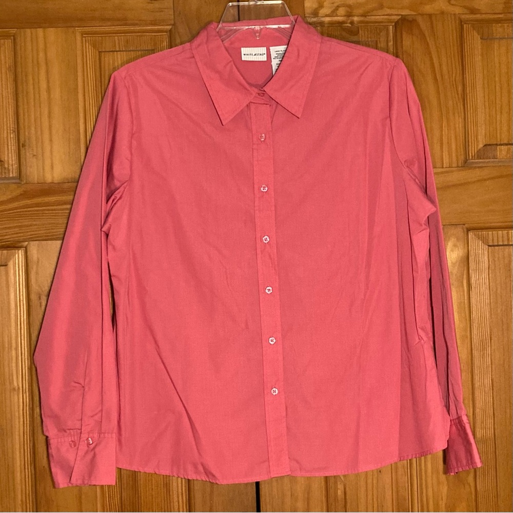 NWOT White Stag Vintage 90s Top Long Sleeve Career Blouse Pink Size XL 16/18